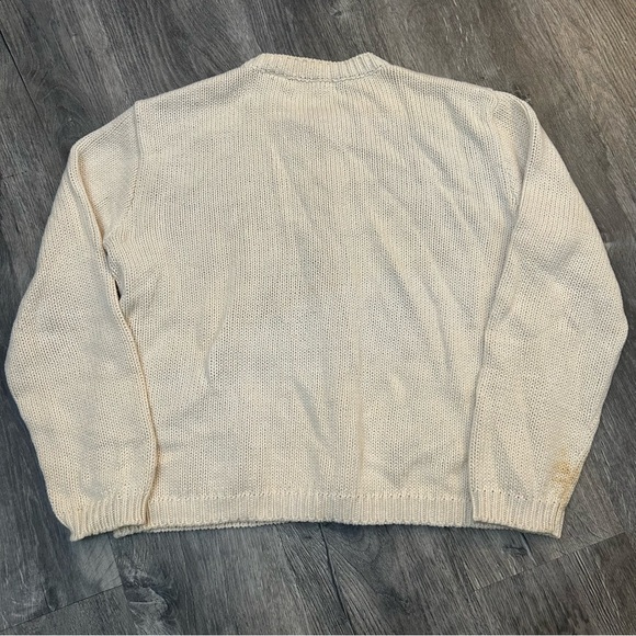 Cardigan Size S Ivory Blue Floral Knit Embroidered Granny Grandma Cottage Core - Picture 4 of 5